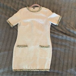 White Tweed Shift Dress - size small